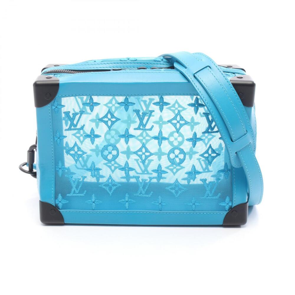 Louis Vuitton Soft Trunk Monogram Mesh Shoulder Bag Leather Blue